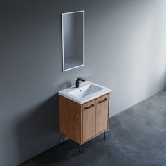 Dowell 24" Wall-Mounted or Freestanding Bathroom Vanity with Single Basin - Two Soft-Close Doors, Two Shelves - 037 24 Series