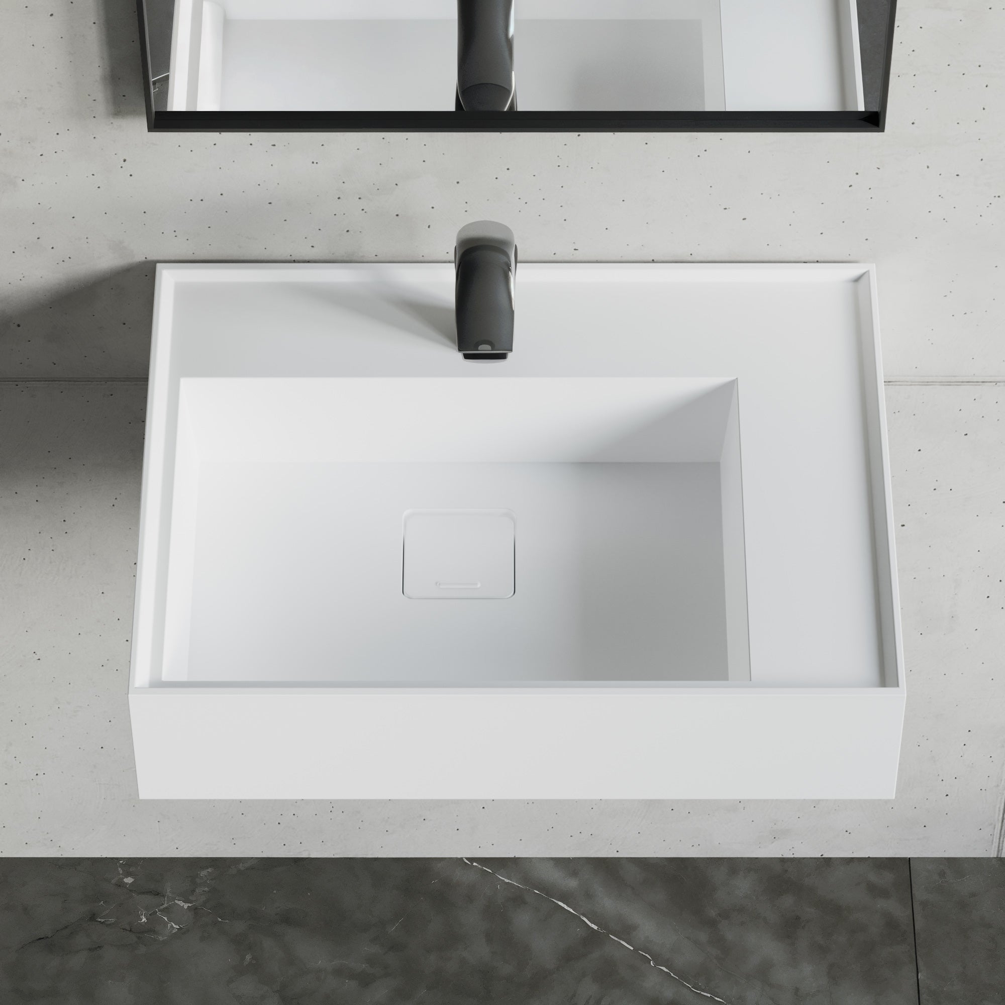 Dowell 24“ Wall Mounted Bathroom Sink Rectangular Single Bowl Stone Re