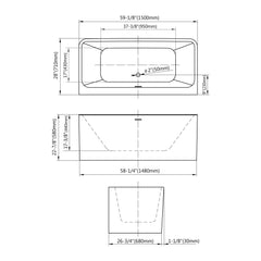 Dowell 59" Freestanding Acrylic Rectangle Bathtub - 55 Gallon Capacity - 073 5928 Series