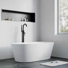 Dowell 59-1/8" Freestanding Stone Resin Oval Bathtub - 70 Gallon Capacity - 077 Series