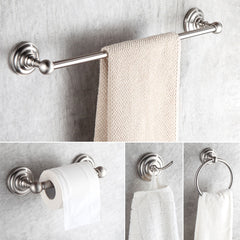 Dowell 4-Piece Bathroom Accessory Set - Bath Towel Bar, Hand Towel Ring, Toilet Paper Holder, Towel/Robe Hook - Rounded Design - 1003 41 Series
