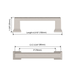Dowell 4-3/16" Cabinet Pulls - Zinc Alloy, 3-3/4" Center-to-Center, 10 Pack - 3011 096 Series