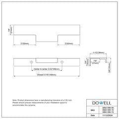 Dowell 5-7/8" Cabinet Pulls - Aluminum, 2-3/4" Center-to-Center, 10 Pack - 3063 006 Series