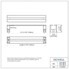 Dowell 5-7/16" Cabinet Pulls - Zinc Alloy, 5-1/32" Center-to-Center, 10 Pack - 3137 128 Series