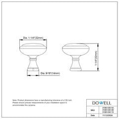 Dowell 1-1/4" Cabinet Pulls - Zinc Alloy, Round, 10 Pack - 3185 030 Series