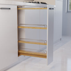 Dowell 3",6“ Base Filler Pullout Organizer with Adjustable Shelves, Wood - 4005 Series