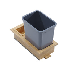 Dowell Base Cabinet Wastebasket Wooden Pullout with One or Two 20 Quart/5 Gallon Grey Plastic Bins - 4006 Series