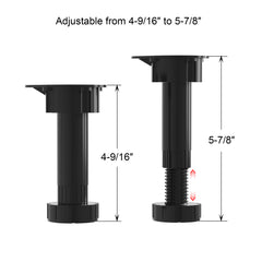 Dowell Base Cabinet Adjustable Leveler Legs with Toe Kick Clips, 4 Pack, Black Plastic - 4007 BL4 Series