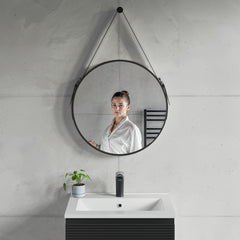 Dowell 24" Round Wall Mirror with Belt - Bathroom/Living Room/Hallway, Metal Frame - 5006 024 Series