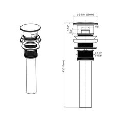 Dowell Pop Up Drain Stopper with Overflow for Bathroom Vanity/Vessel Sink - 6011 07 Series
