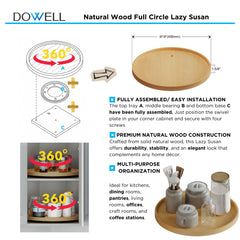 Dowell Lazy Susan - 18" Diameter/Round, 1 Shelf, Natural Wood Full Circle Lazy Susan Single shelf - 4006 360 Series