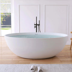 Dowell 67" White Modern Freestanding Solid Surface Deep Soaking Bathtub for Two-BT031 Series