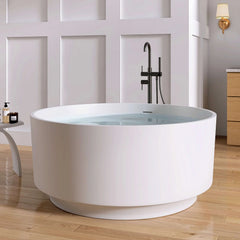 Dowell 49" Round Solid Surface Freestanding Soaking Tub for Small Bathrooms-BT131 Series