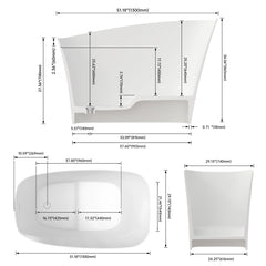 Dowell 51" Japanese Soaking Tub Solid Surface Freestanding Bathtub-BT230 Series