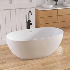 Dowell 59" White Large Capacity Freestanding Deep Soaking Solid Surface Bathtub-BT333 Series