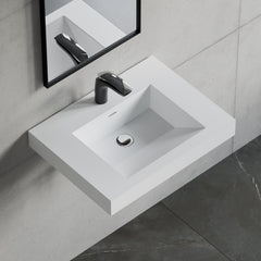 Dowell 24”-Solid Surface Wall-Mounted Bathroom Sink, Top-Mount Basin – ADA-Compliant
