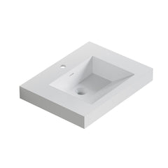 Dowell 24”-Solid Surface Wall-Mounted Bathroom Sink, Top-Mount Basin – ADA-Compliant