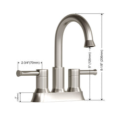Dowell Bathroom Faucet - Two Handles, Three Holes, Brushed Nickel Finish - 8001 002 Series