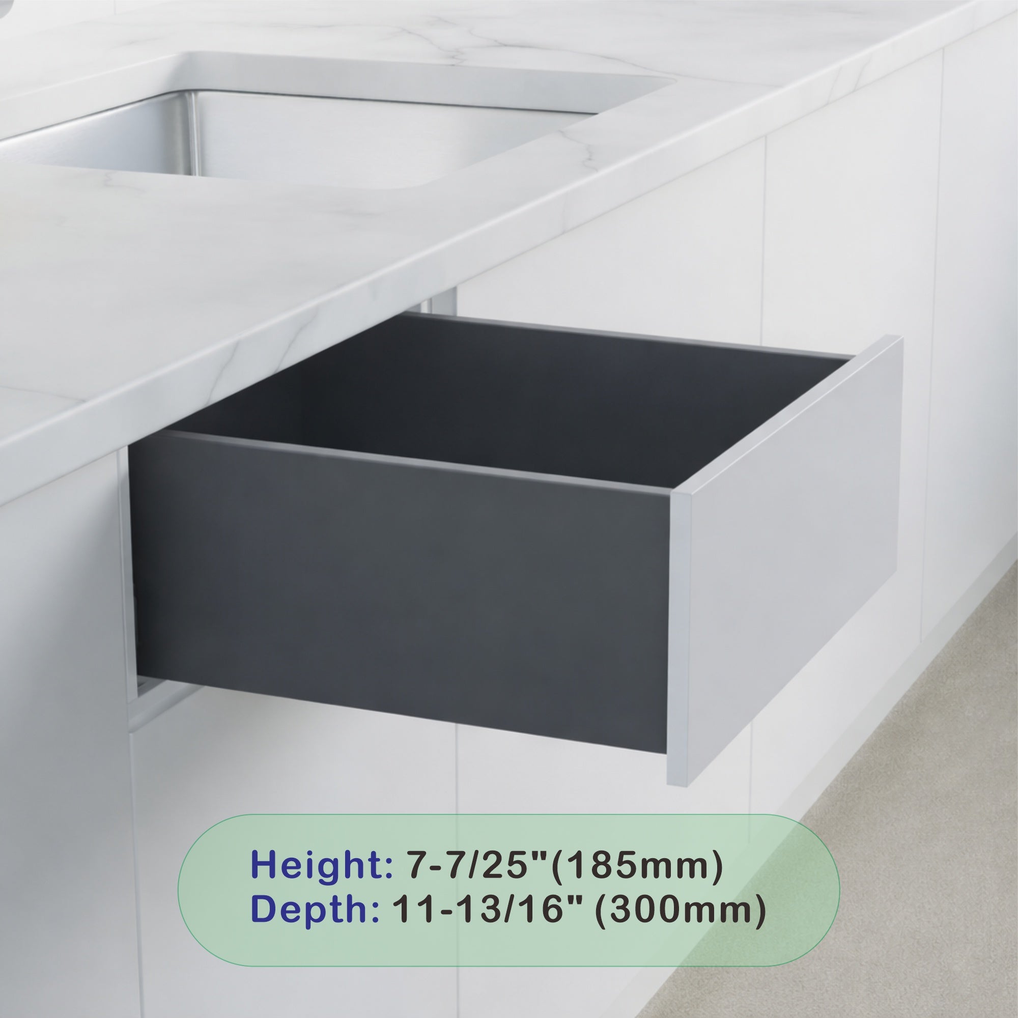 Dowell Slim Metal Drawer Kit, Soft-Close Full Extension Undermount Sli