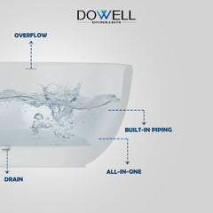 Dowell 59-1/8" Freestanding White Stone Resin Round Bathtub - 121 Gallon Capacity - 078 59 01 Series