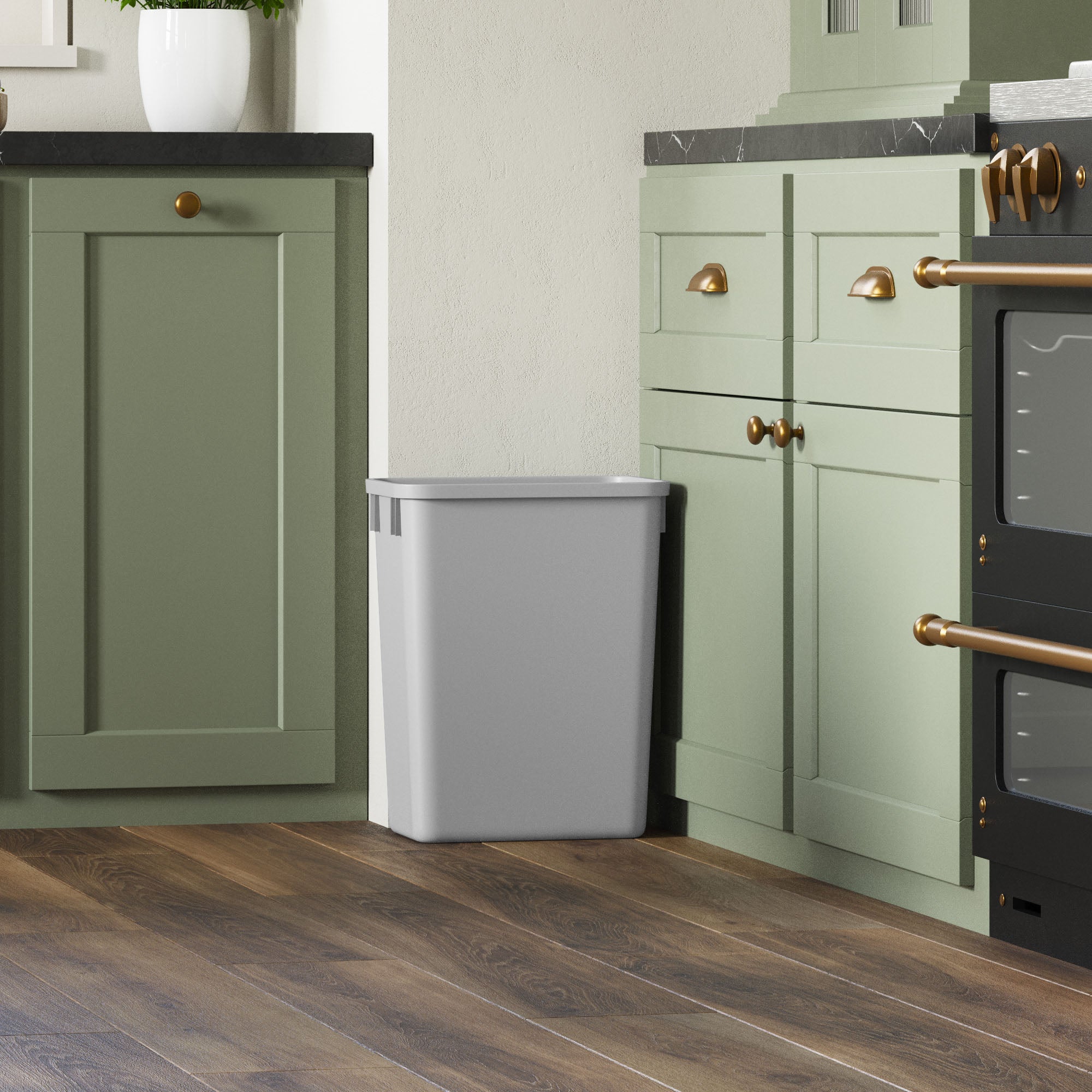 Dowell 9gl/13gl Gray Plastic Trash Can – Kitchen, Office & Home Bin