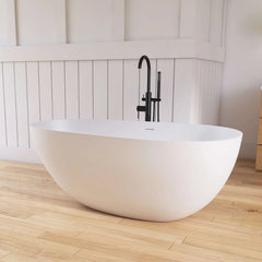 Dowell 59",67" White Seamless Oval Freestanding Deep Soaking Solid Surface Bathtub-BT032 Series