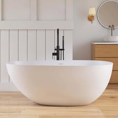 Dowell 59",67" White Seamless Oval Freestanding Deep Soaking Solid Surface Bathtub-BT032 Series