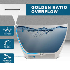 Dowell 59",67" White Seamless Oval Freestanding Deep Soaking Solid Surface Bathtub-BT032 Series