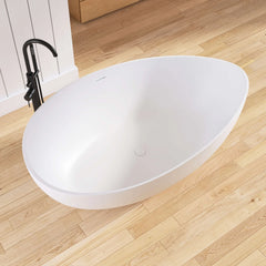 Dowell 63" Wavy Freestanding Tub Solid Surface Freestadning Stone Resin Soaking Bathtub-BT035 Series