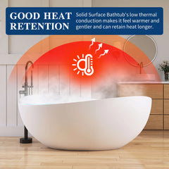 Dowell 63" Wavy Freestanding Tub Solid Surface Freestadning Stone Resin Soaking Bathtub-BT035 Series