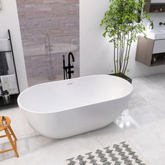 Dowell 59" Solid Surface Freestanding Bathtub – Stone Resin Soaking Tub-BT037 Series