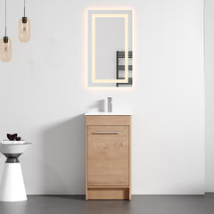 Dowell 18"  Unassembled Freestanding Bathroom Vanity Kit with White Ceramic Basin -  One or Two Soft-Close Doors, One Shelf - 012 Series - Oak Natura