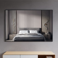 Dowell 42"/28" Wall Mirror for Bath/Living Room/Hallway - Black Aluminium Frame - 5004 4228 Series