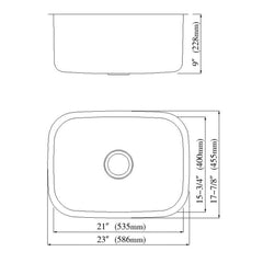 Dowell 23" Kitchen Undermount Sink - 9" Deep Bowl, Stainless Steel 18/16 Gauge - 6001 Series