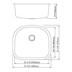 Dowell 23-5/8" Kitchen Undermount Sink - 9" Deep Bowl, D-Shaped, Stainless Steel 18/16 Gauge - 6001 Series