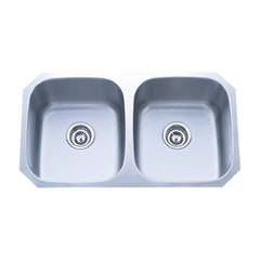 Dowell 32" Kitchen Undermount Double Bowl Sink - Two 14" Bowls, 9" Deep, Stainless Steel 18 Gauge - 6001 Series