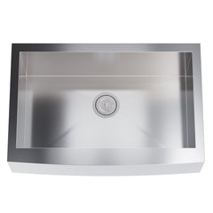 Dowell 30" L x 20" W Handcrafted Apron-Front Farmhouse Undermount Kitchen Sink 18 Gauge Stainless Steel 10" Depth Single Bowl With Grid Strainer