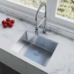 Dowell 23" Kitchen Undermount Sink - 9" Deep Bowl, Small Radius Corners, Stainless Steel 18 Gauge - 6005 Series