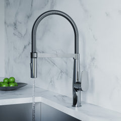Dowell Kitchen Sink Faucet - 8002 016 Series - High Arc, Pull-Down Sprayer, Single Handle, Single Hole